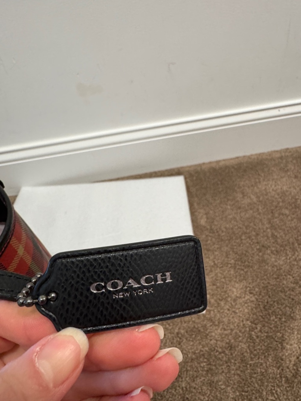 Coach Red and Black Plaid reversible city tote bag storybook pouch wristlet - Picture 9 of 15